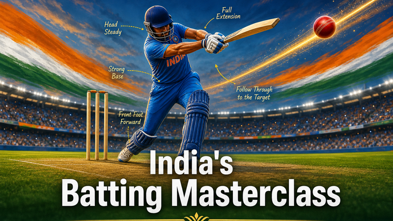Illustration: India's batting masterclass with elegant stroke play