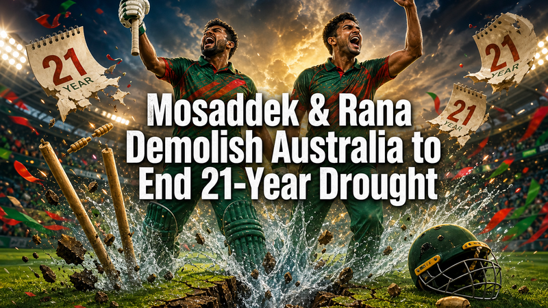 Illustration: Mosaddek and Rana lead Bangladesh to a historic win over Australia, ending a 21-year drought