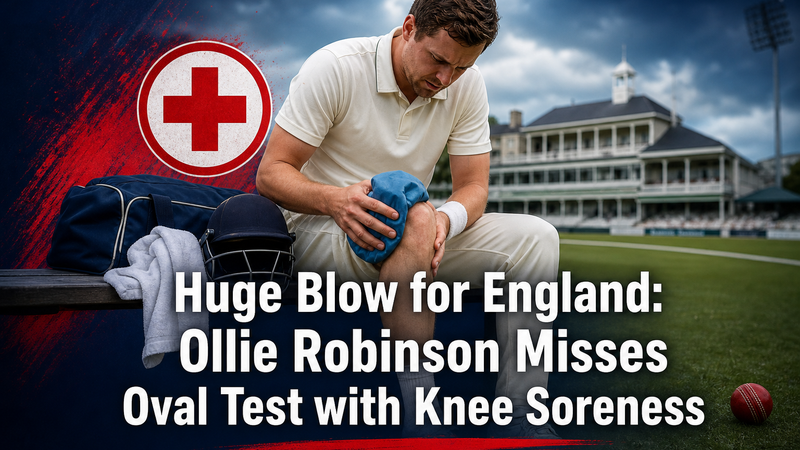 Illustration: Ollie Robinson ruled out of the Oval Test with knee soreness, a blow for England